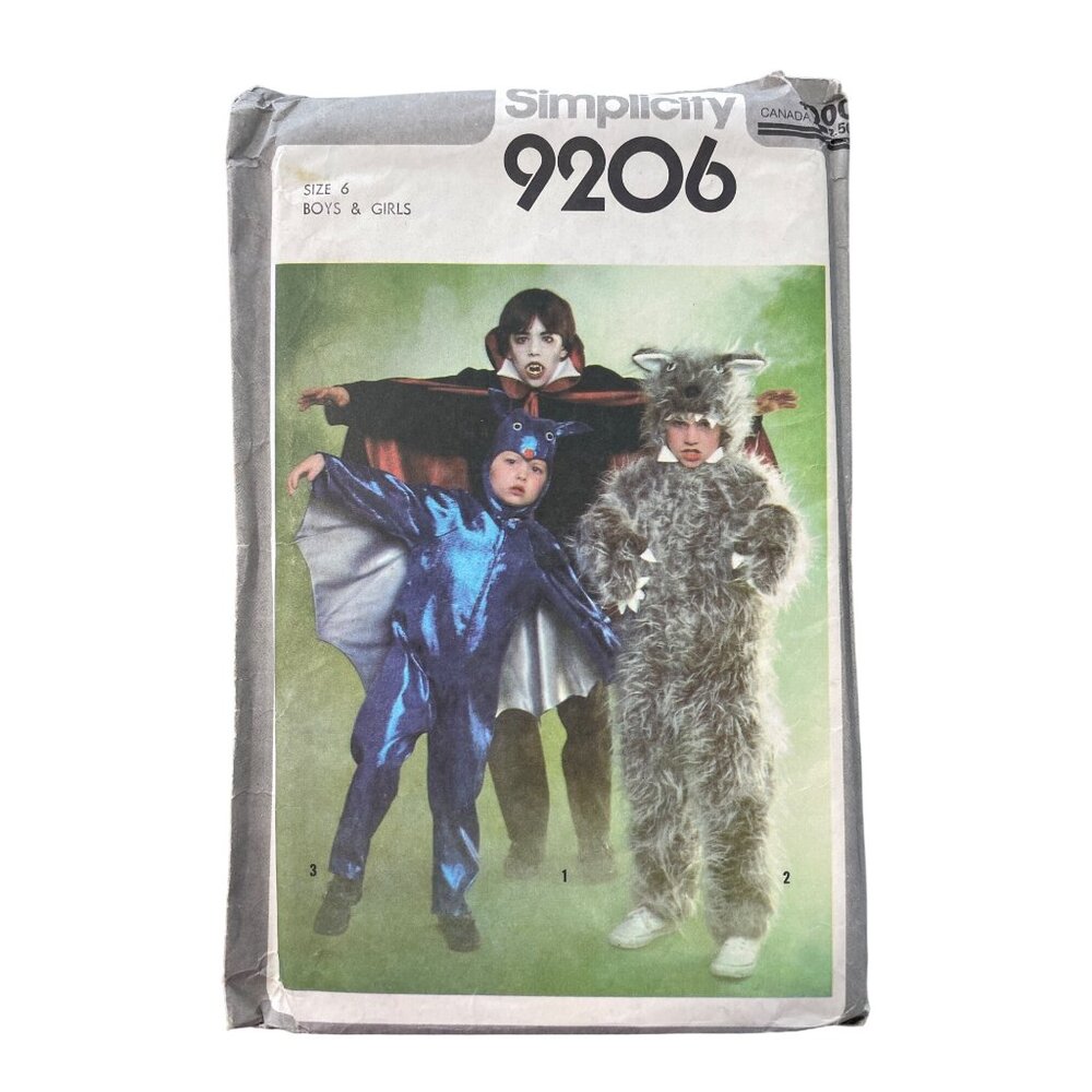 70s Simplicity 9206 Sewing Pattern Size 6 Halloween Costumes Vampire Animal CUT